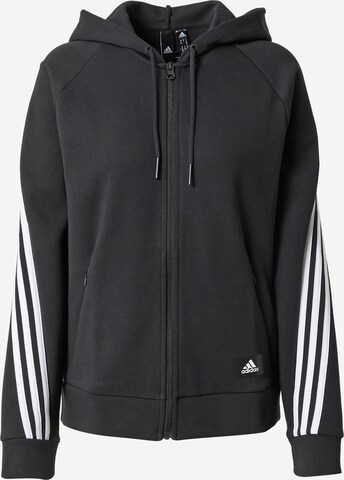 ADIDAS SPORTSWEAR Athletic Zip-Up Hoodie 'Future Icons 3-Stripes ' in Black: front