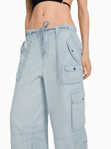 Bershka Wide Leg Hose in Blau