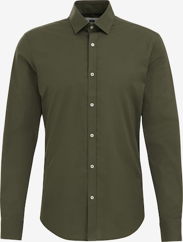 WE Fashion - Ajuste estrecho Camisa en verde: frente