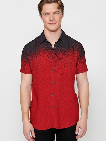 KOROSHI Slim fit Overhemd in Rood: voorkant