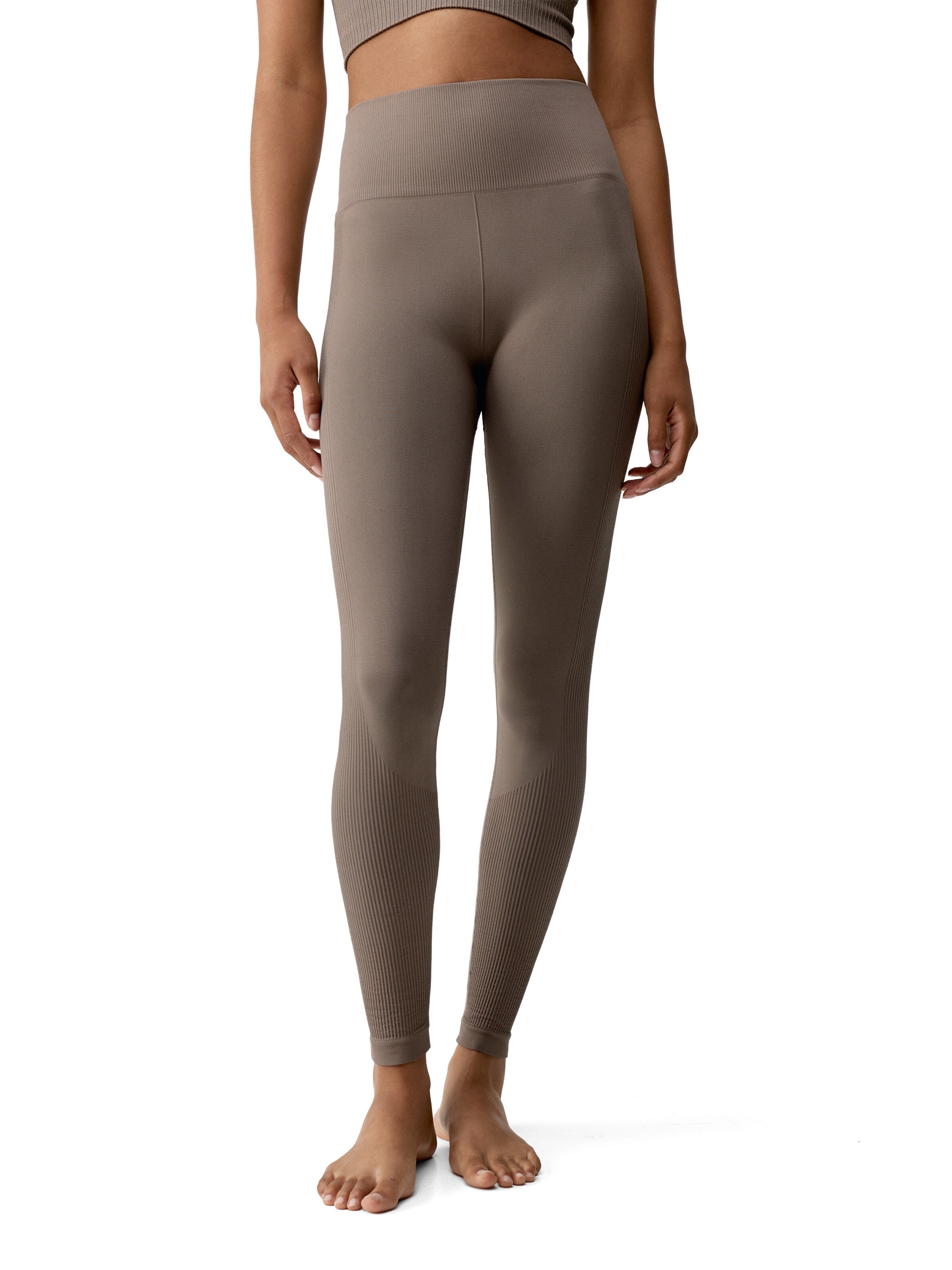 Born Living Yoga Skinny Leggings 'Flow' in Bruin: voorkant