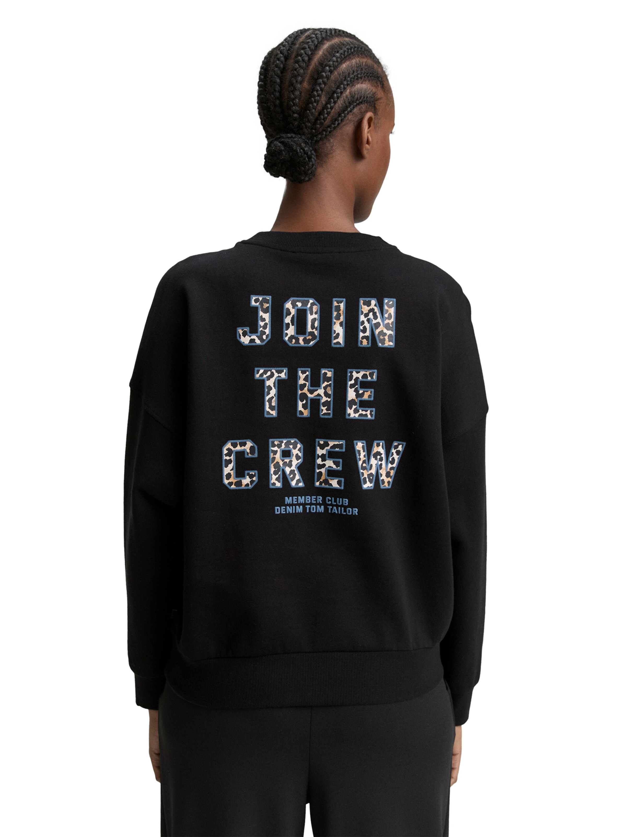 TOM TAILOR DENIMSweater majica - crna boja: prednji dio