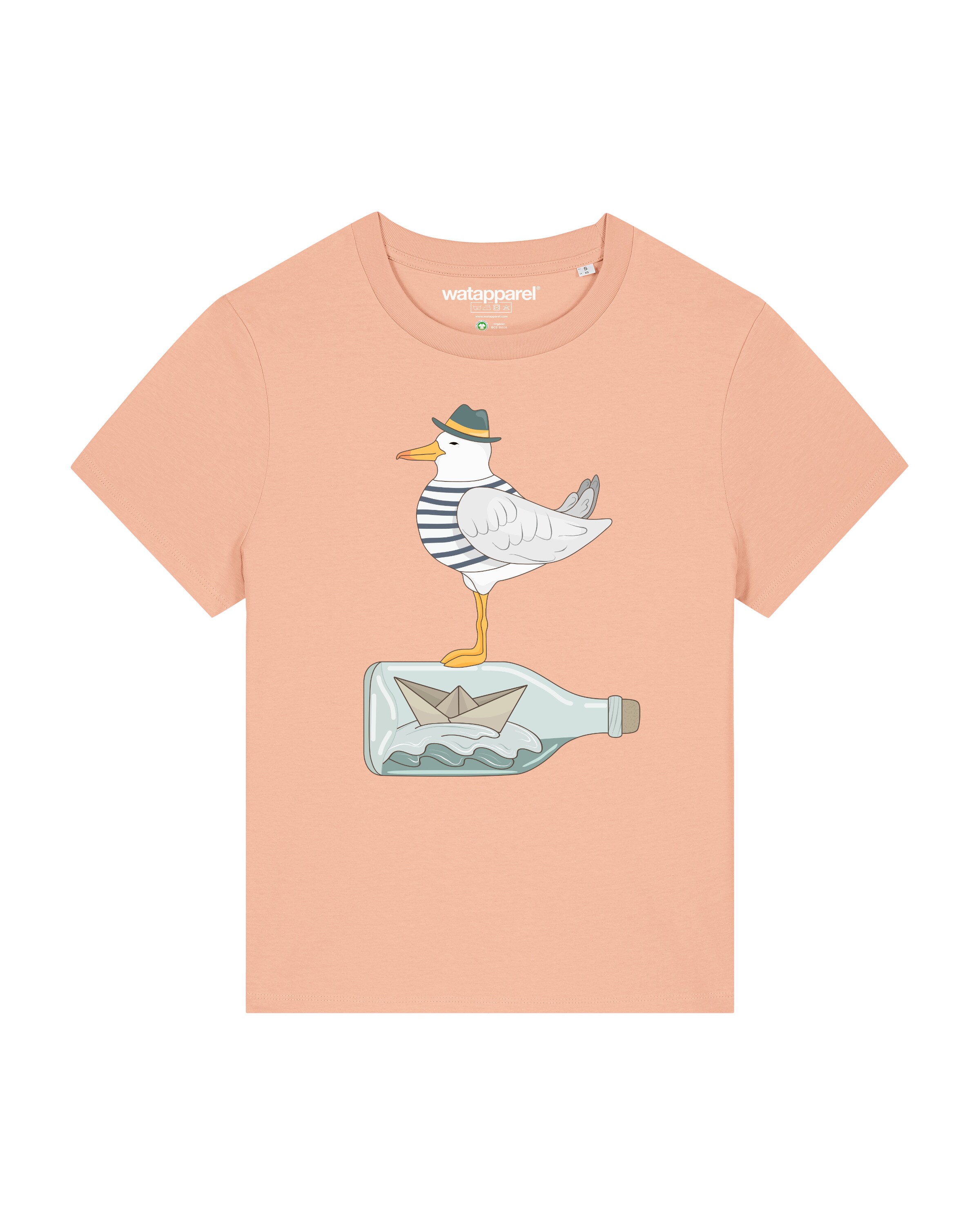 Watapparel T-Shirt ' Möwe mit Hut ' in Orange: Vorderseite