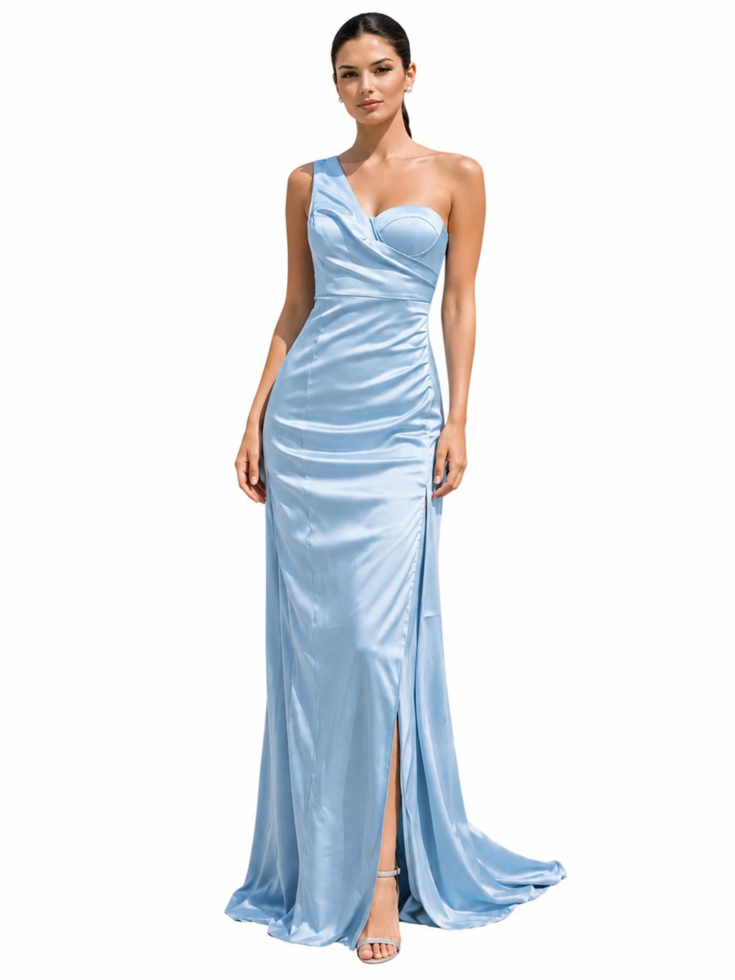 DARYLABEL Seu closet de impacto - Vestido de noche 'Vestido Longo Cetim Azul Festa Feminino' en azul: frente