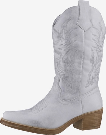 Bottes de cowboy Elara en argent : devant