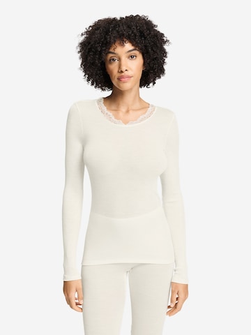 Hanro Shirt ' Woolen Lace ' in Wit: voorkant