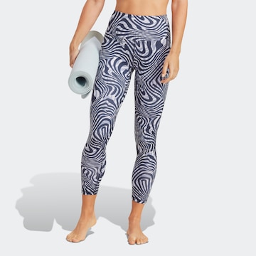 ADIDAS PERFORMANCE Skinny Workout Pants 'Essentials Printed' in Blue: front