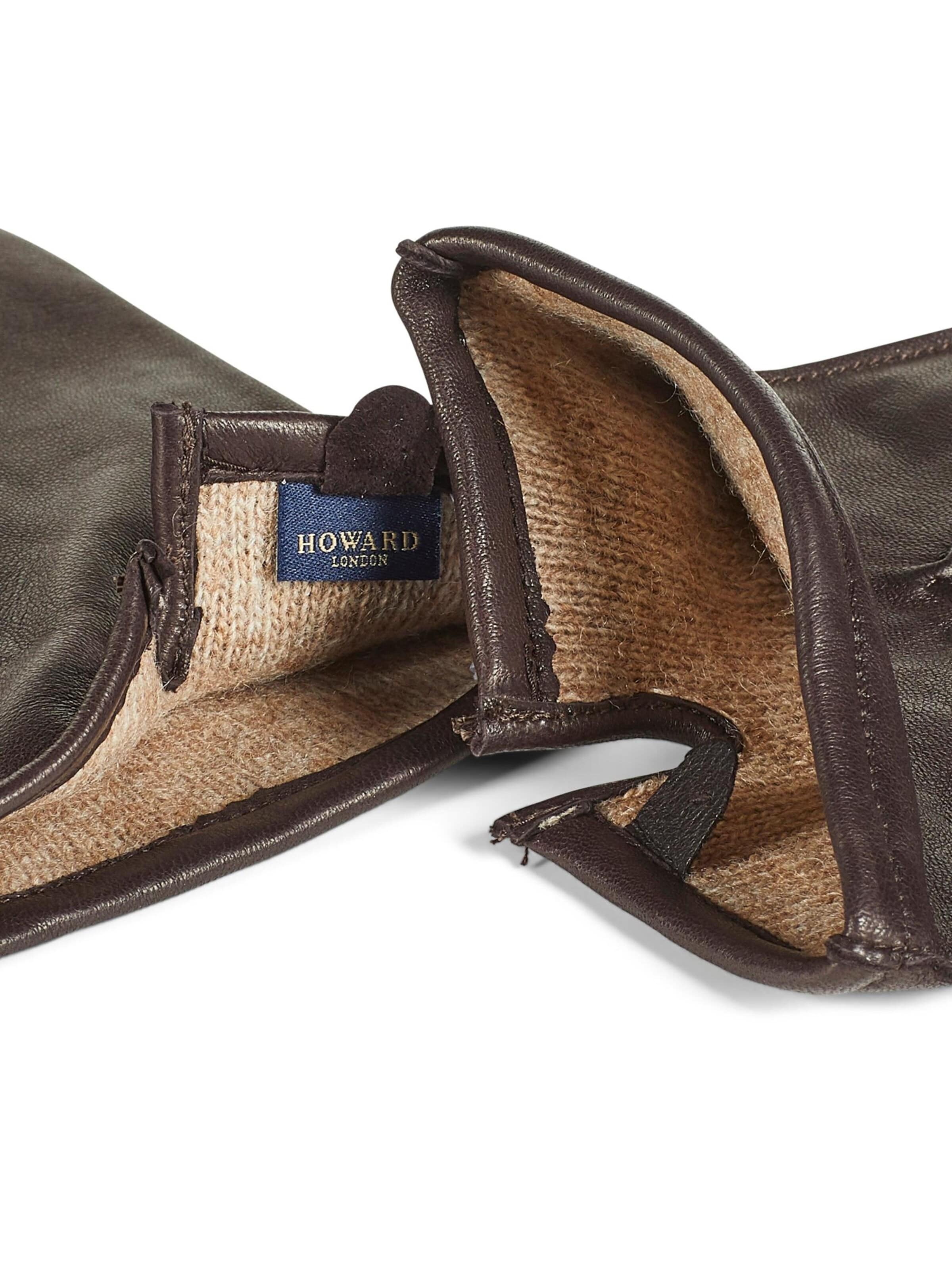 Howard London - Guantes con dedos 'Leather Gloves William Dark Brown' en marrón