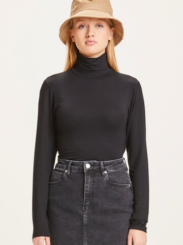 KnowledgeCotton Apparel Top ' SUSAN Roll Neck ' in Black: front