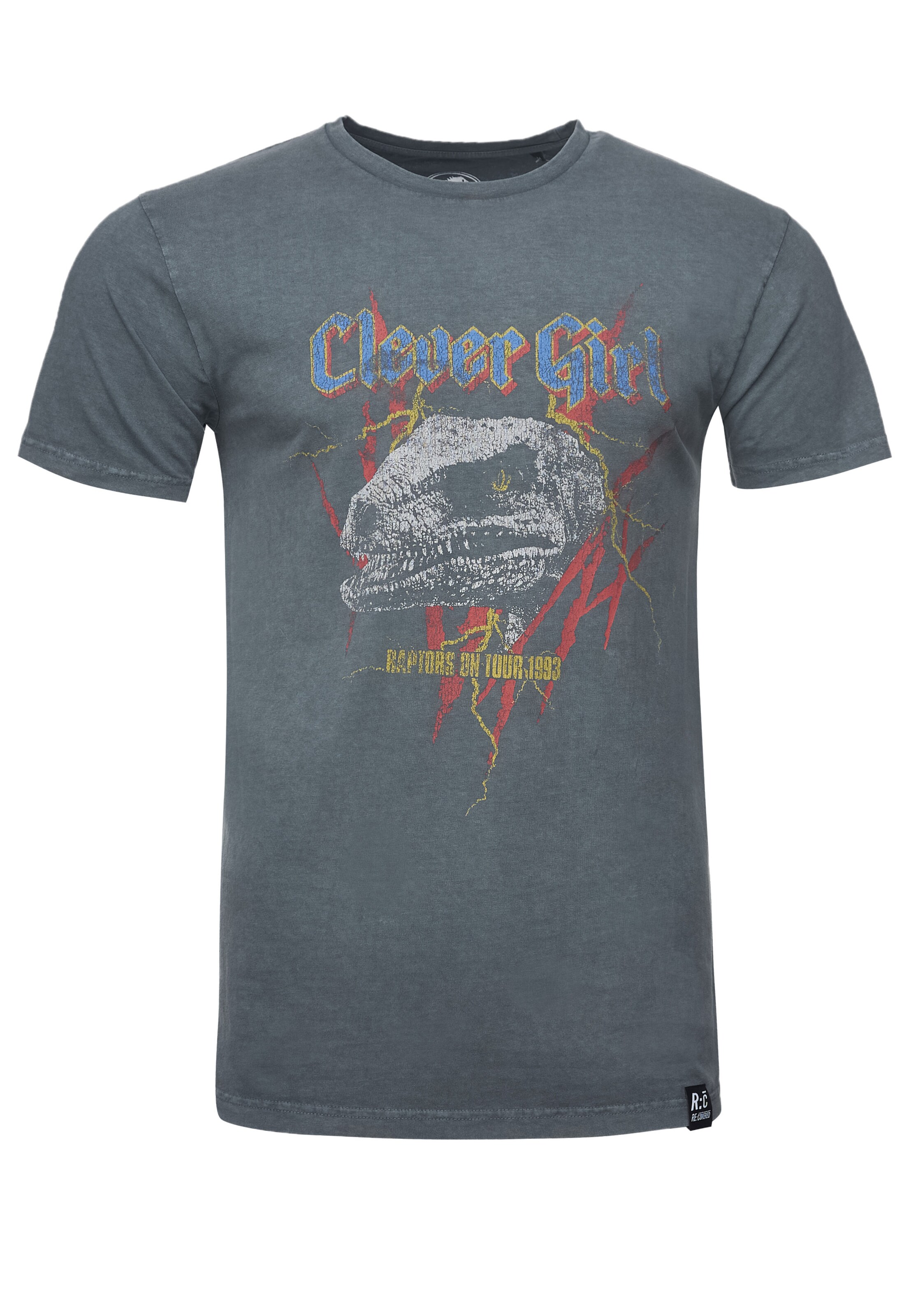 Recovered Shirt 'Jurassic Park T-Rex Rock' in Grijs: voorkant