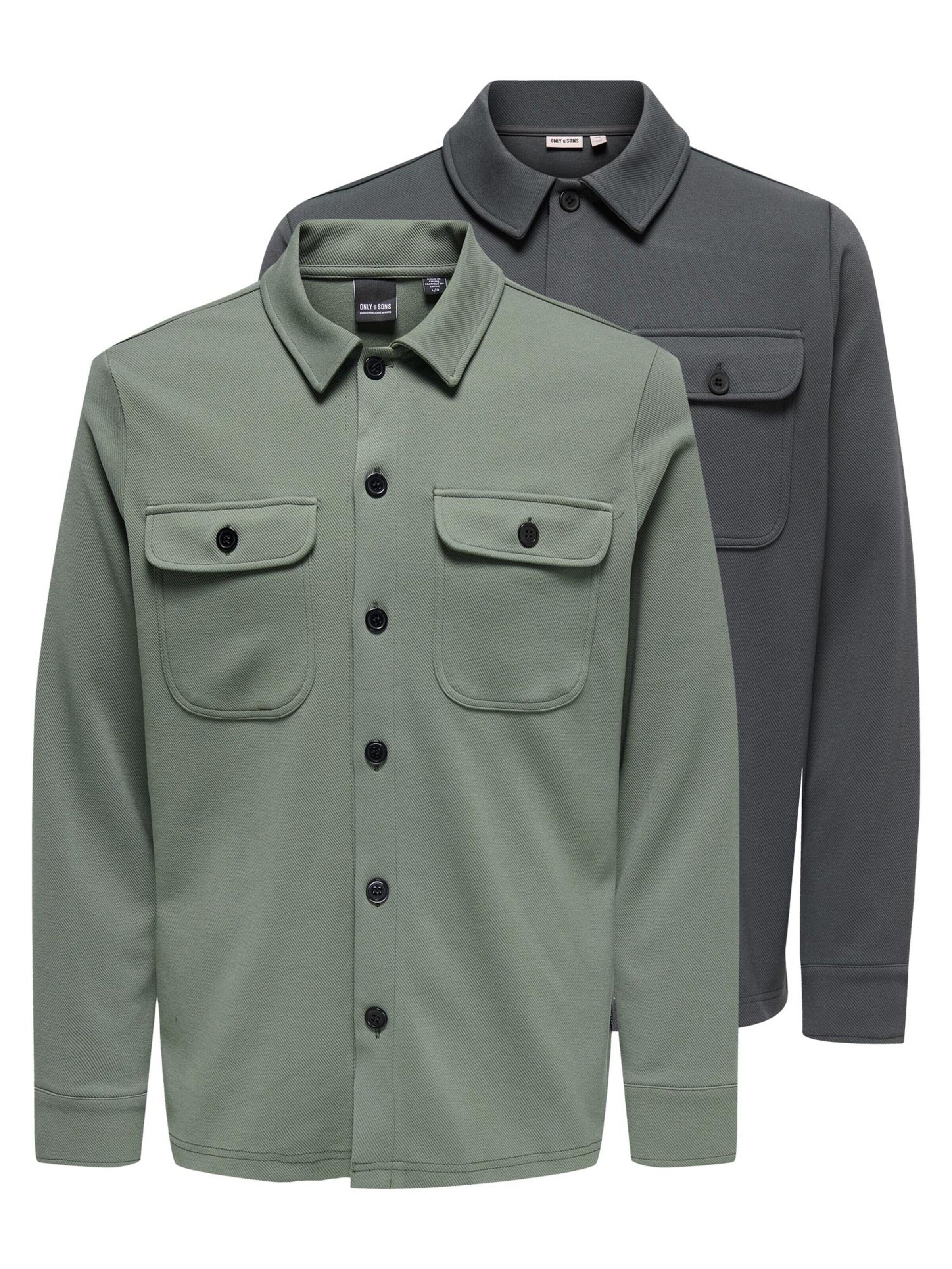 Only & Sons Regular Fit Hemd 'Newkodyl'‌‌‌‌‌‌ in Grau: Vorderseite