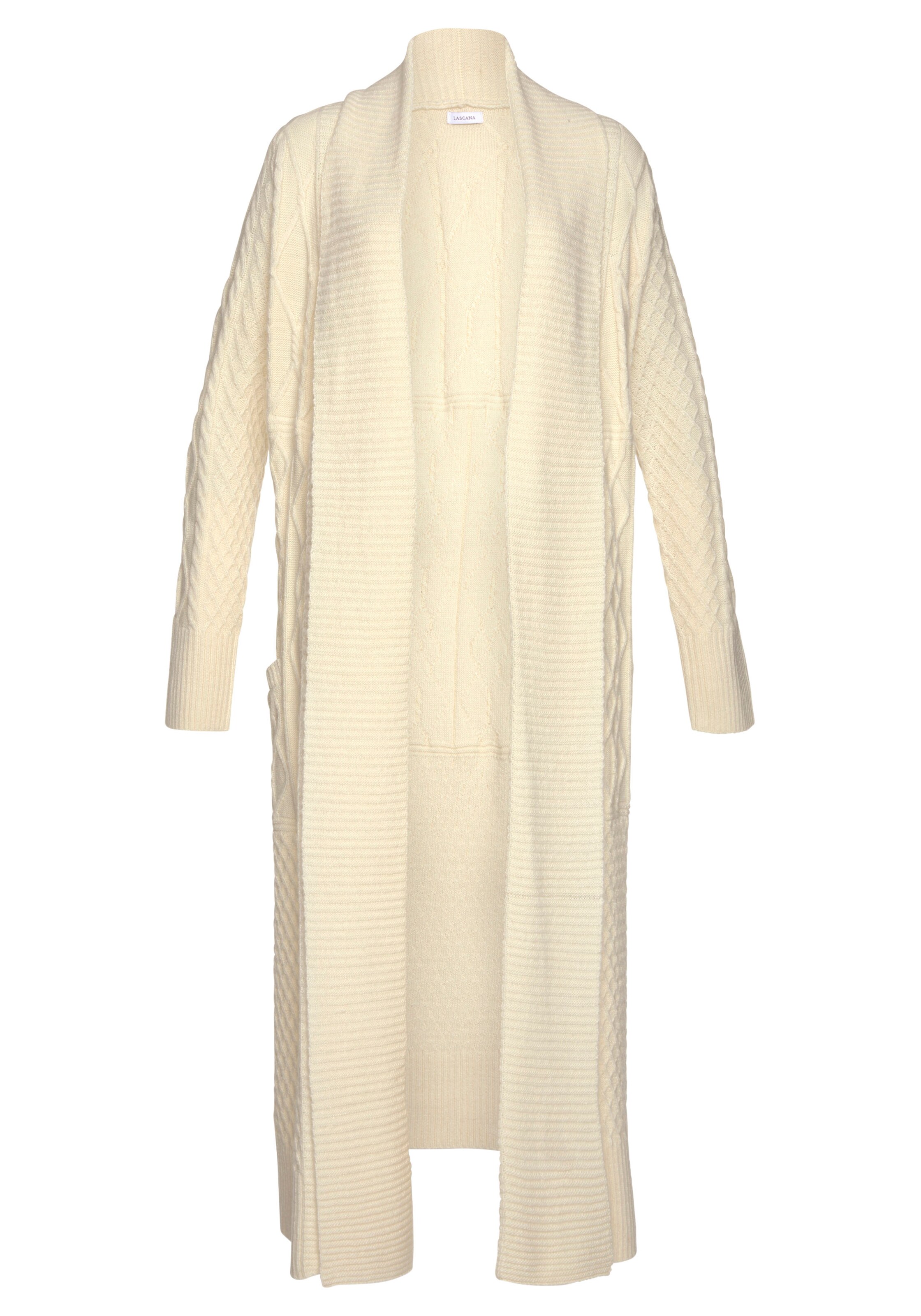 LASCANA Knit Cardigan in Beige: front