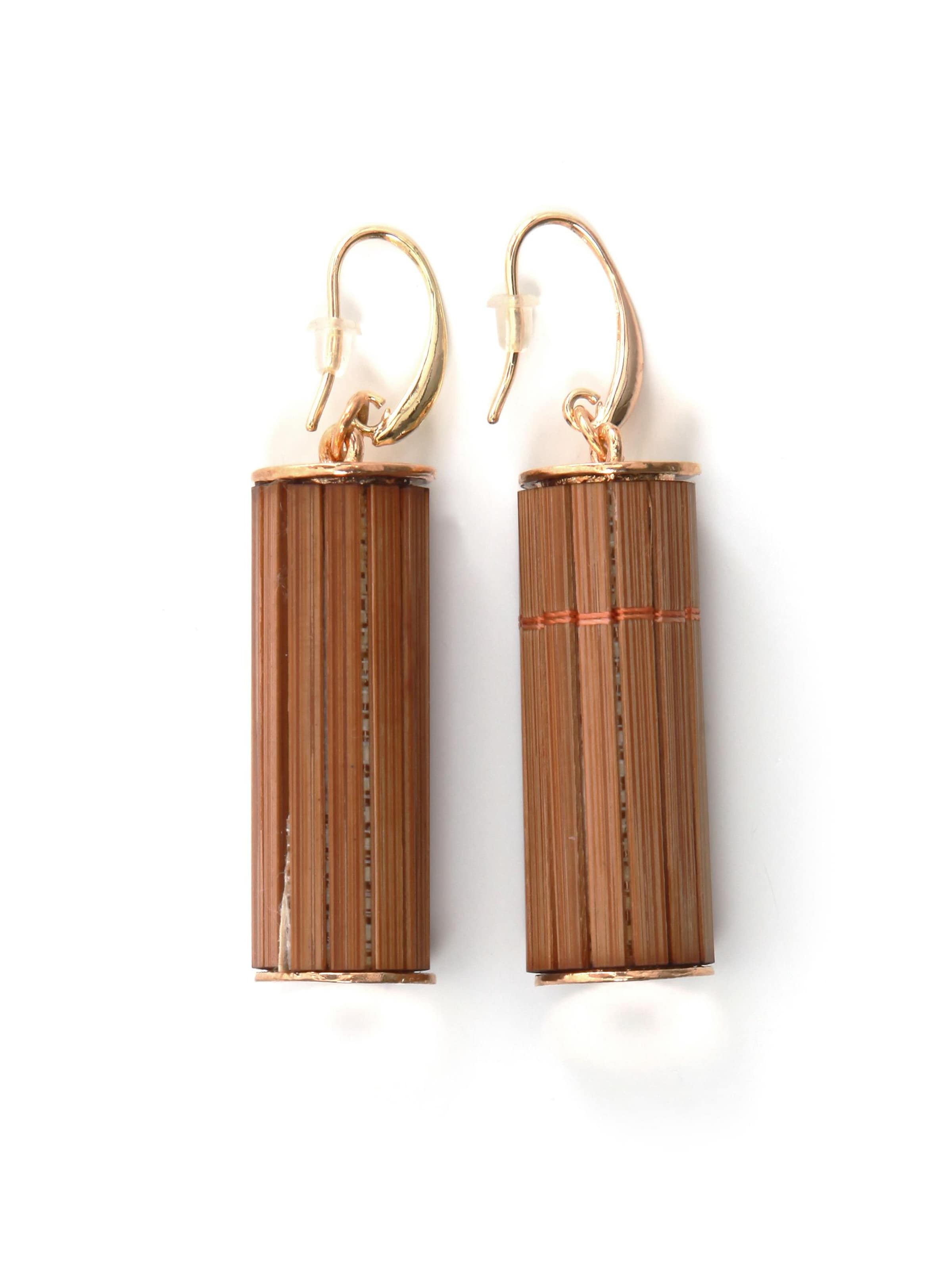 COLLEZIONE ALESSANDRO Earrings 'Woody' in Brown: front