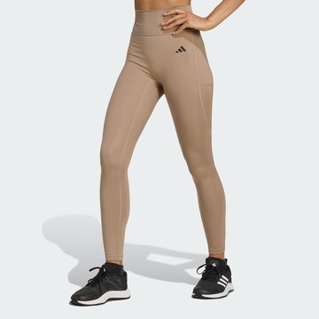 Skinny Pantalon de sport 'Optime Essentials' ADIDAS PERFORMANCE en marron : devant