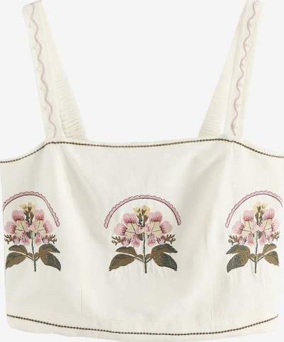 Palaidinė be rankovių iš Next, spalva – nebalintos drobės spalva / rusvai žalia / rožių spalva, Prekių apžvalga