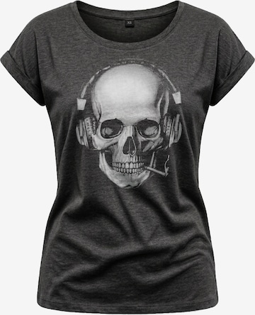 MAKAYA Shirt 'Smoking Skull' in Grey: front