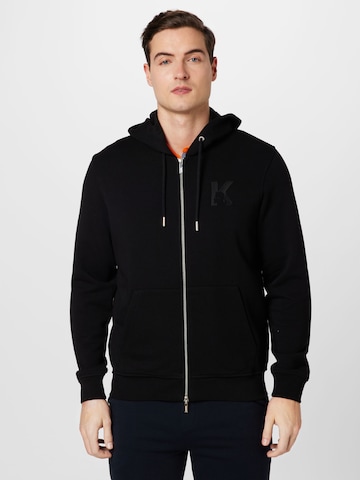 Karl Lagerfeld - Sudadera con cremallera en negro: frente