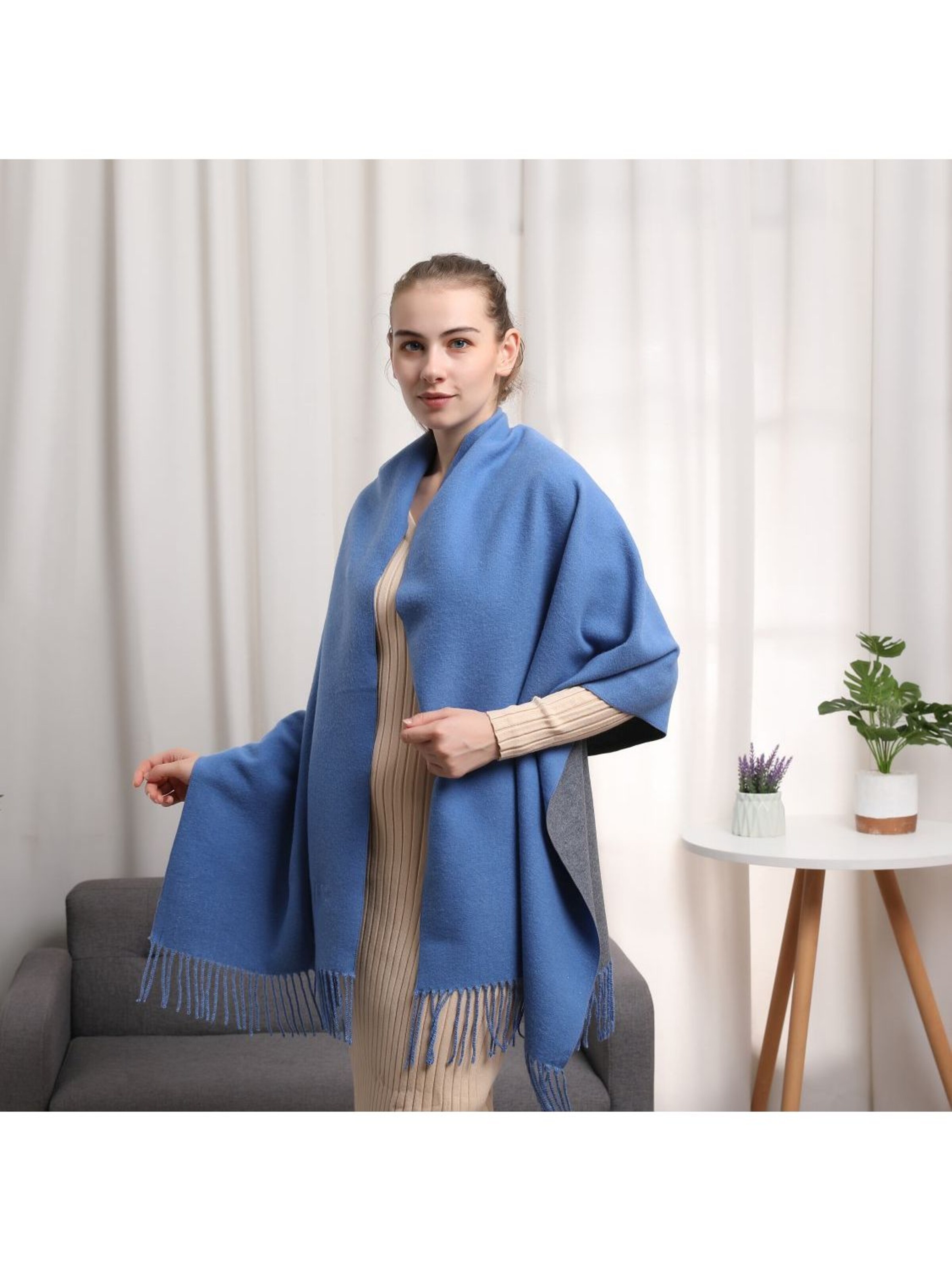 alberto cabale Scarf 'Recto-Verso' in Blue
