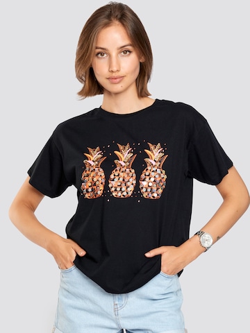 FRESHLIONS Shirt 'Ananas' in Schwarz: predná strana