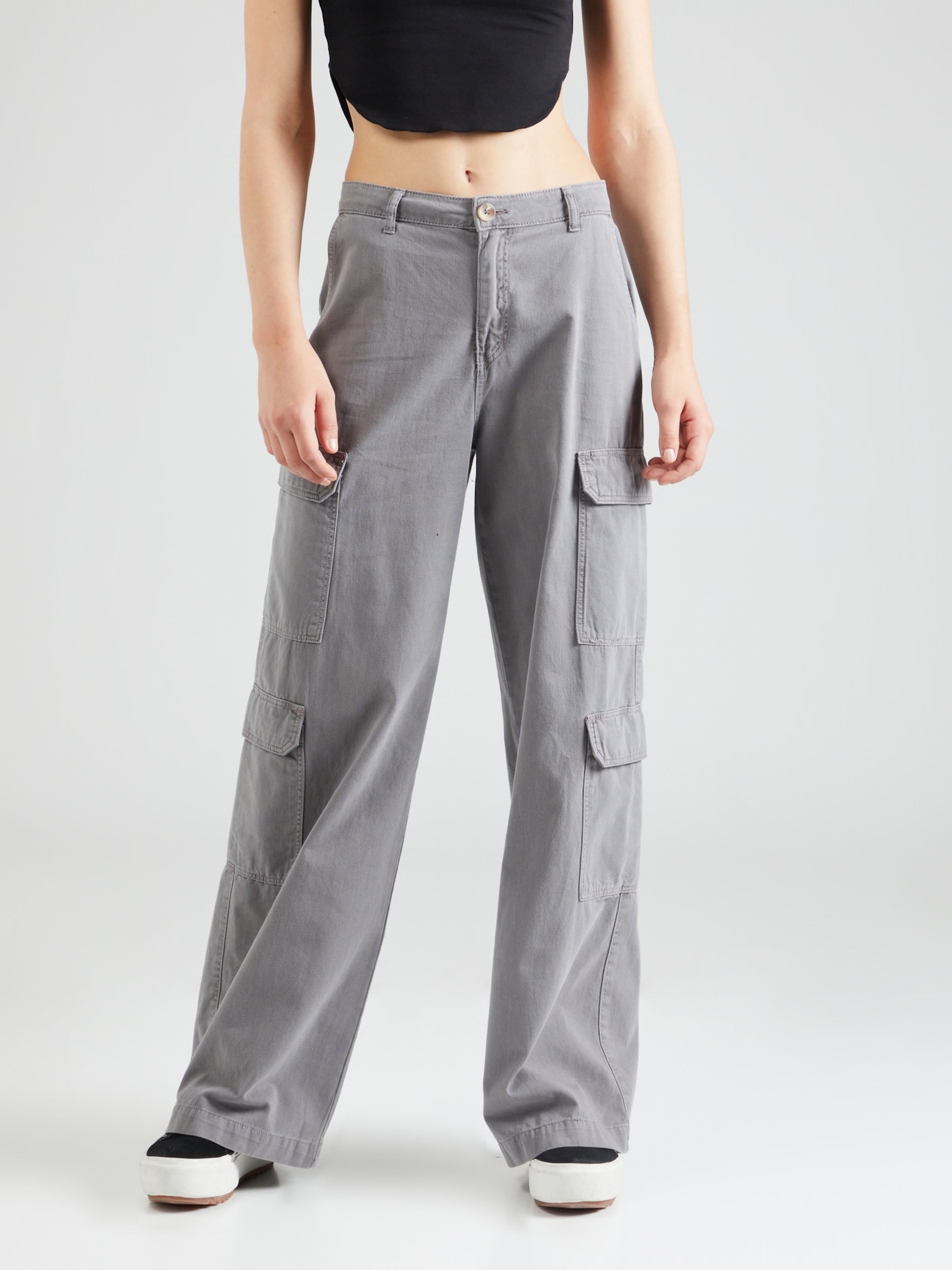 Wide Leg Pantalon cargo Tally Weijl en Gris Clair ABOUT YOU