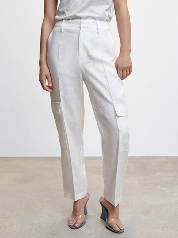 MANGO Regular Pleated Pants 'FRANK' in White: front