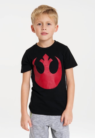 LOGOSHIRT Shirt 'Star Wars Rebel Alliance' in Zwart: voorkant