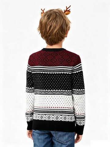 KoJooin Sweater 'Jungen Pullover Weihnachtsmotiv Rentier Schneeflocke Rundhals Langarm Freizeit Strickoberteil' in Black