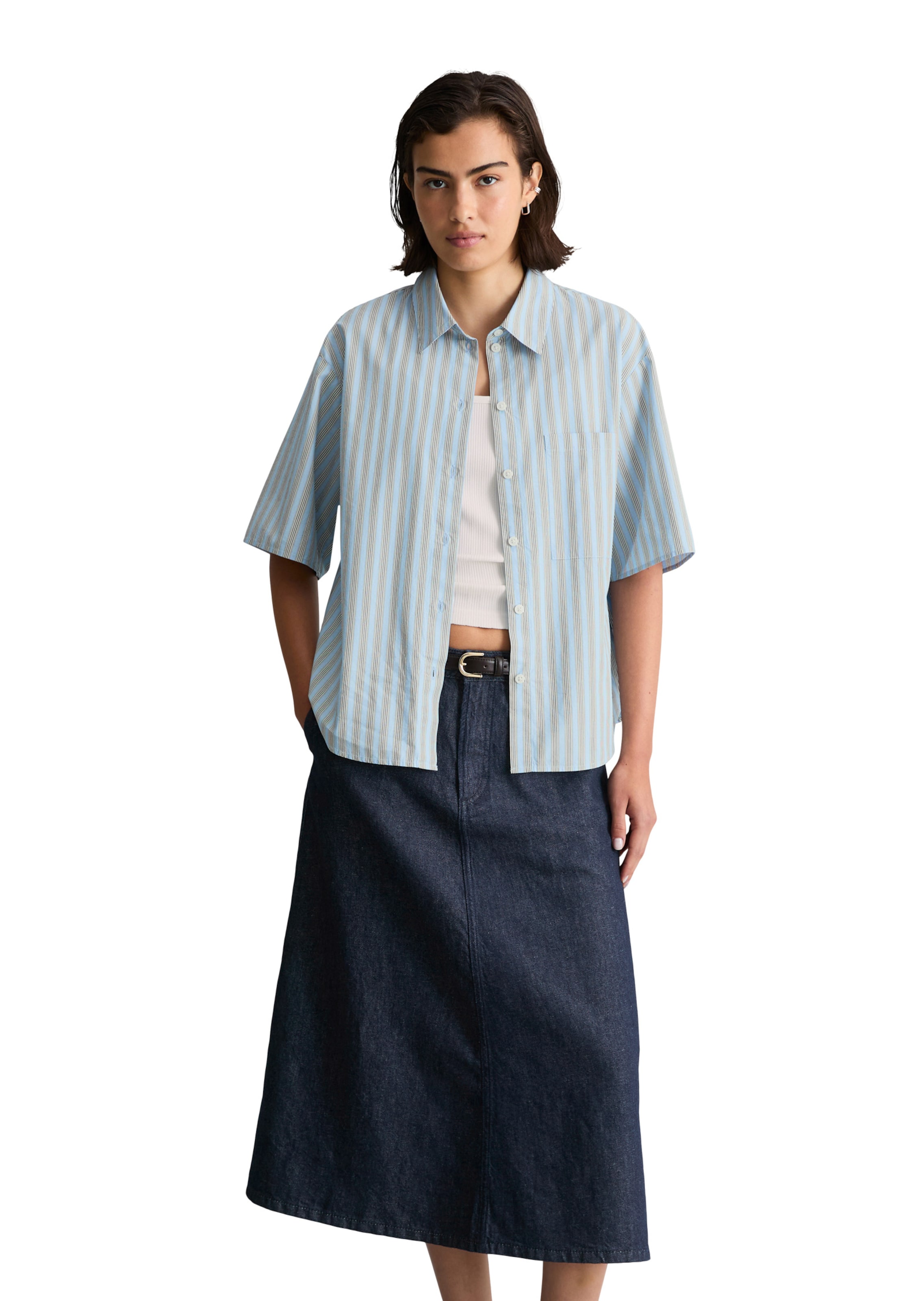Marc O'Polo DENIM Blouse in Blauw: voorkant
