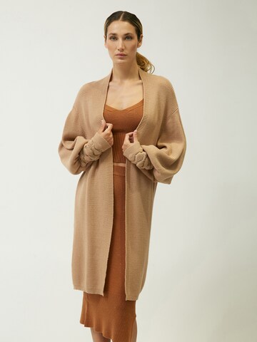 Influencer Strickjacke in Beige: Vorderseite