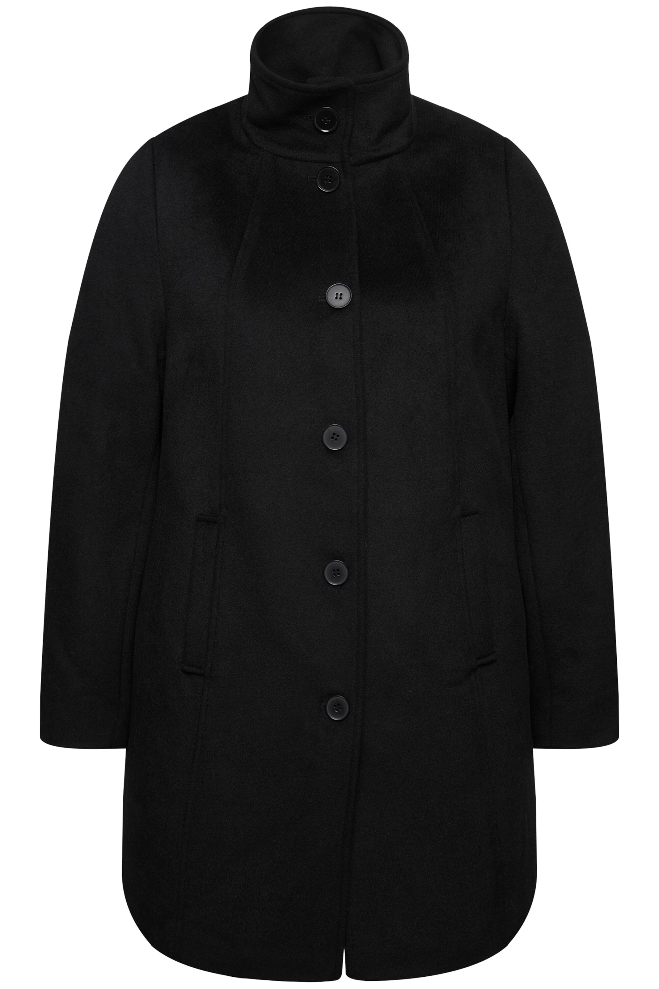 Ulla Popken Wintermantel in Schwarz: Vorderseite