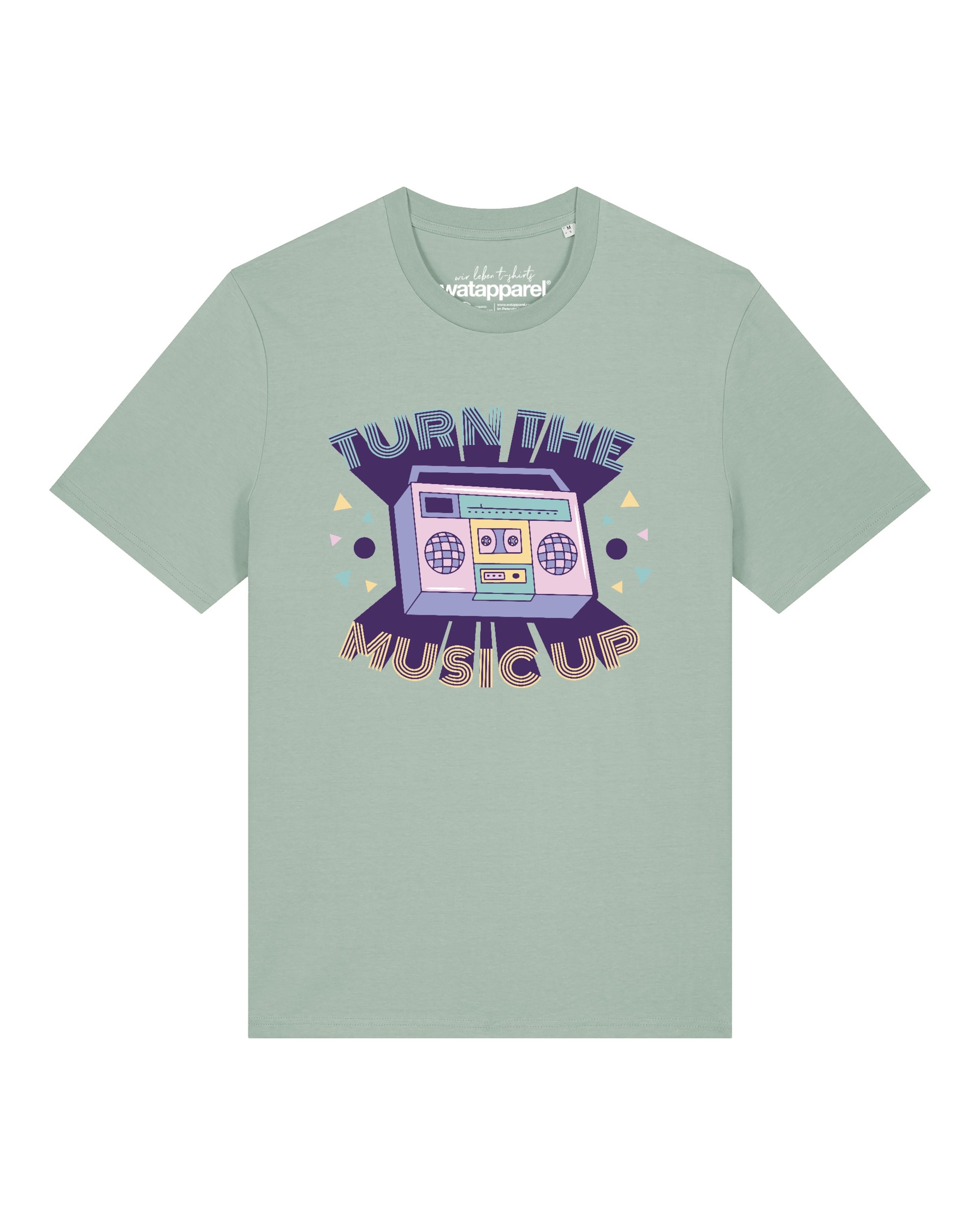Watapparel Shirt 'Turn the music up' in Green: front