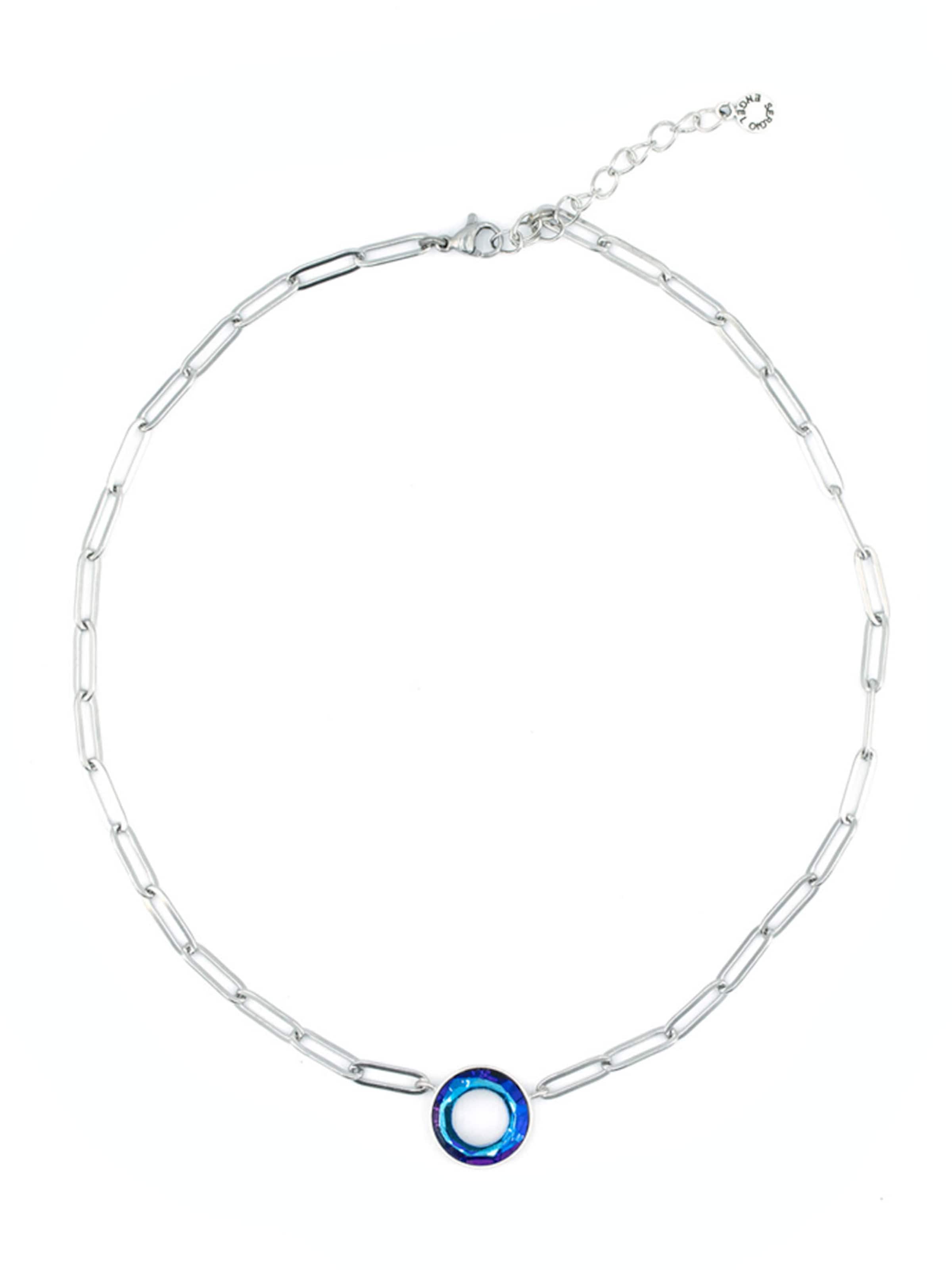 Sergio Engel Necklace 'Cosmic Kette 04 Elegante Edelstahlkette mit Cosmic-Kristall-Anhänger' in Blue: front