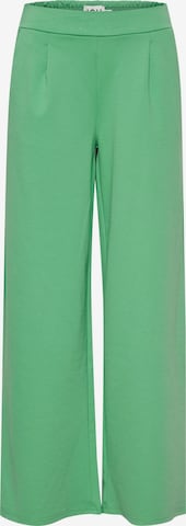 ICHI Wide leg Pleat-Front Pants 'KATE' in Green: front