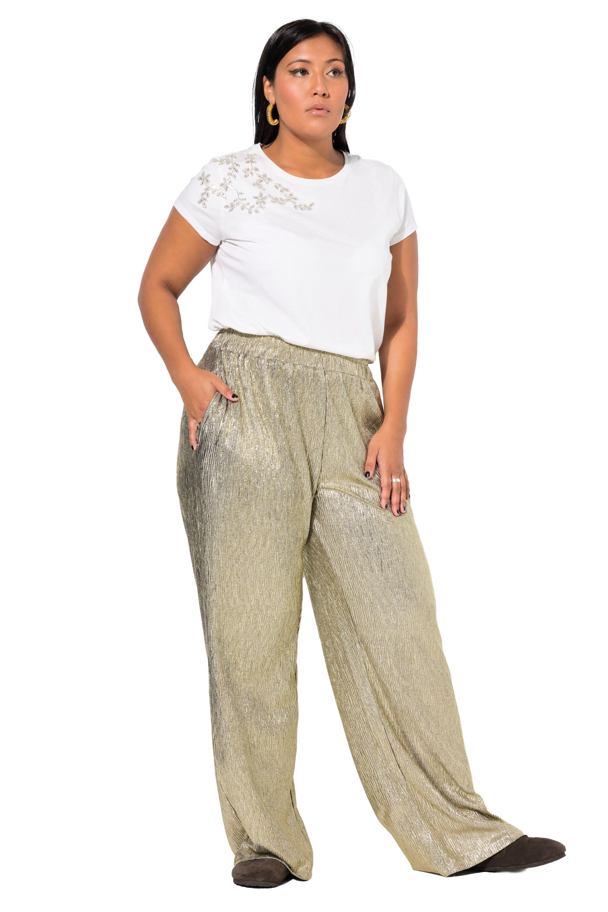 Studio Untold Wide Leg Hose in Gelb: Vorderseite