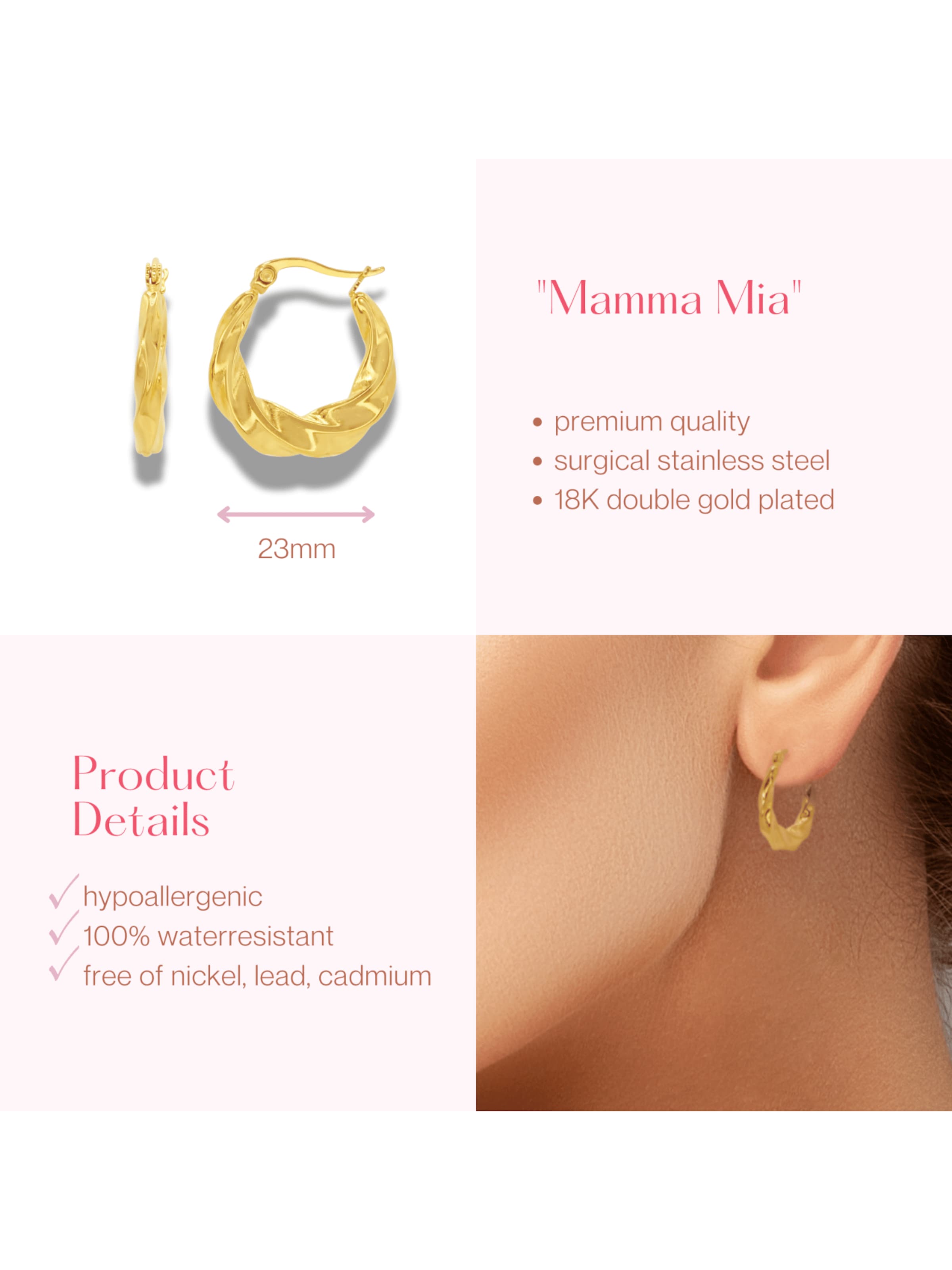 ARS-ARGENTI Ohrringe 'MAMMA MIA'‌‌‌‌‌‌ in Gold