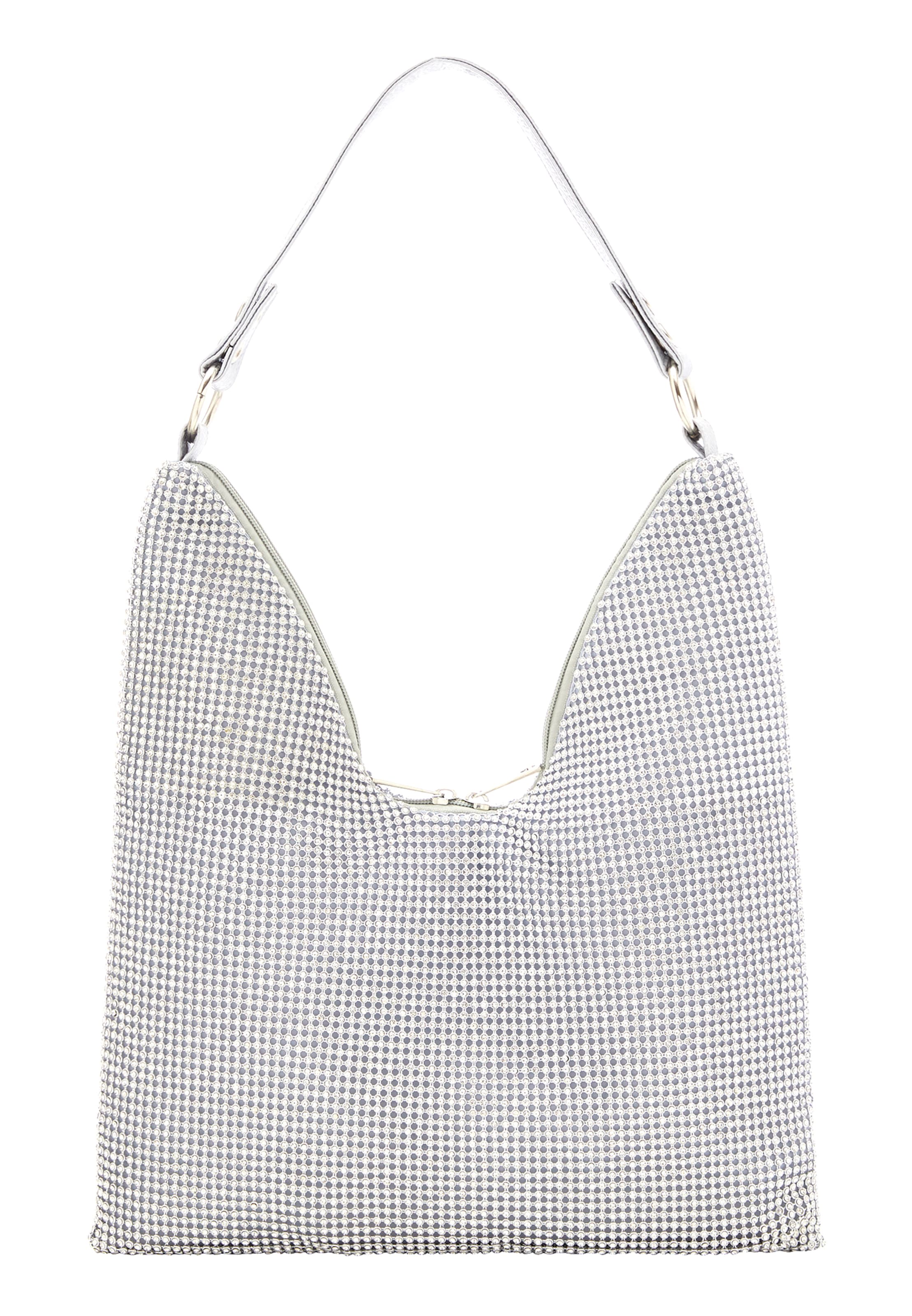 Silver diamante shoulder bag sale