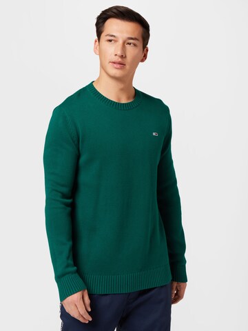 Tommy Jeans Trui 'Essential' in Groen: voorkant