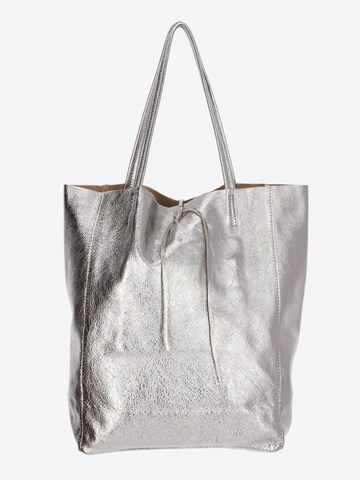 SevaBags Shopper 'Shopper Tasche Damen in Metallic Echtleder' in Silber: Vorderseite