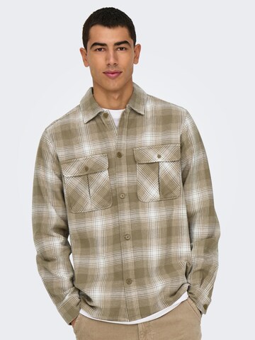 Only & Sons Regular fit Overhemd 'ONSCedric' in Beige
