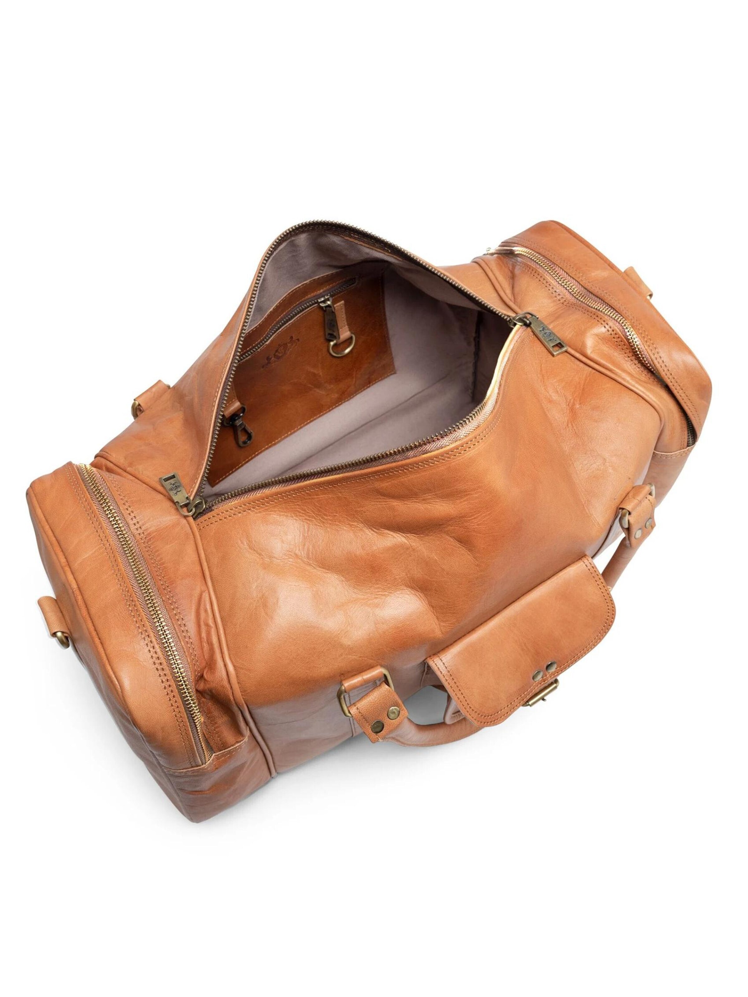 SID & VAIN Travel Bag 'Weekender LANDON echt Leder' in Brown