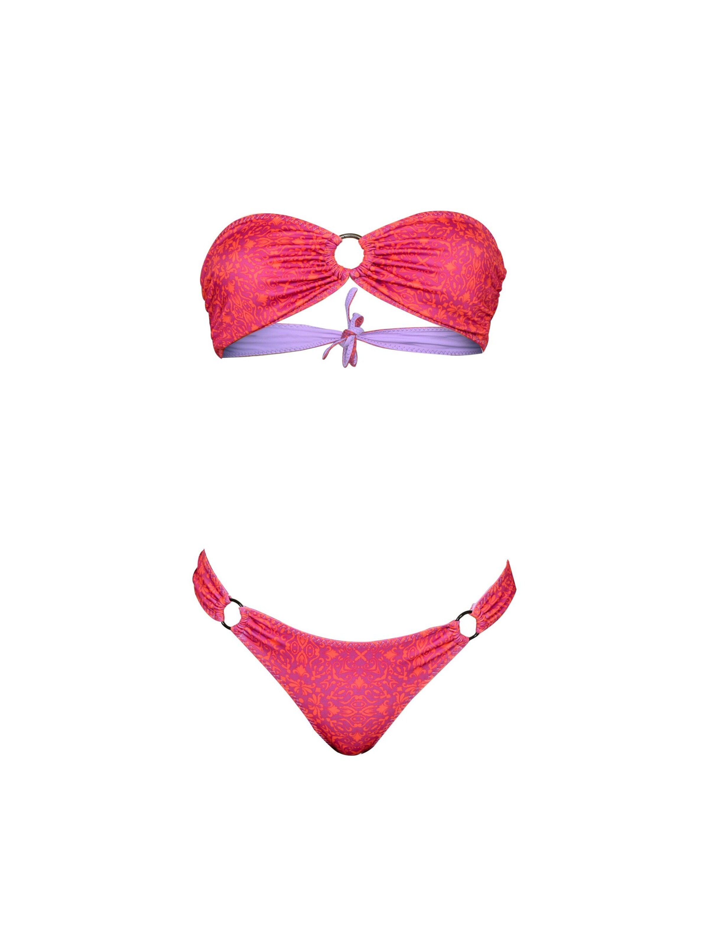 Kadoo Bandeau Bikini 'ECONYL® Ring of Fire Set 2-tlg.' in Roze: voorkant