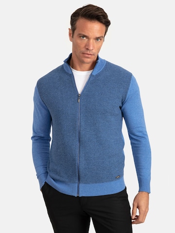 Jacey Quinn Knit Cardigan in Blue: front