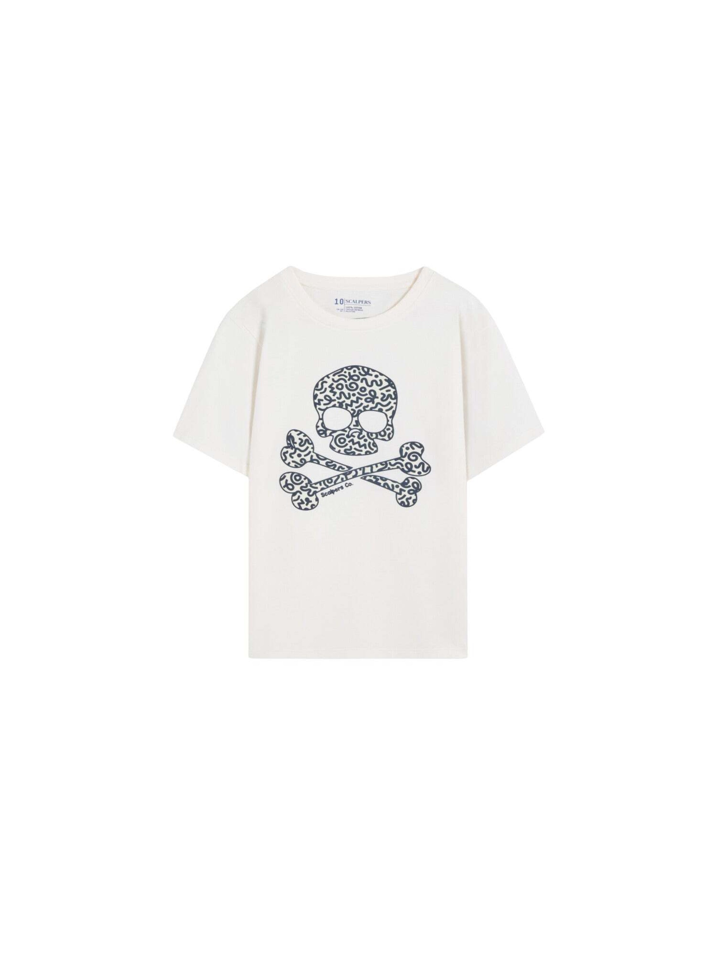 Scalpers T-shirt 'Magic Skull' i vit: framsida