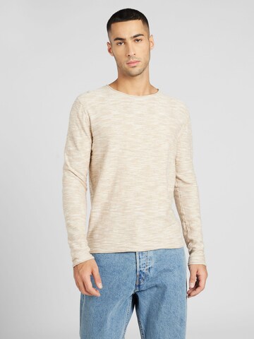Pull-over 'JJSLub' JACK & JONES en beige : devant
