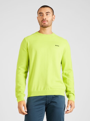 BOSS Пуловер 'Momentum' в зелено: отпред