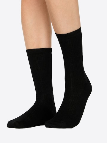 Nur Die Socks ' Soft Modal Ripp ' in Black: front