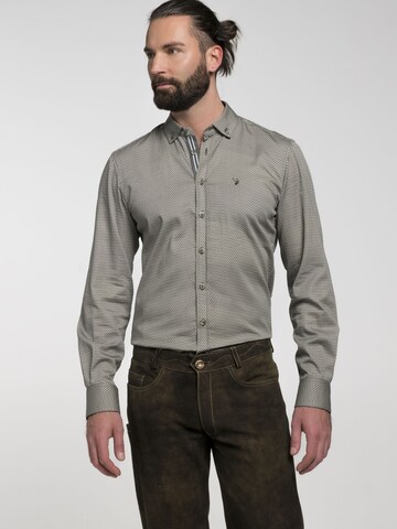 SPIETH & WENSKY Slim fit Traditional Button Up Shirt 'Bitburg' in Grey: front