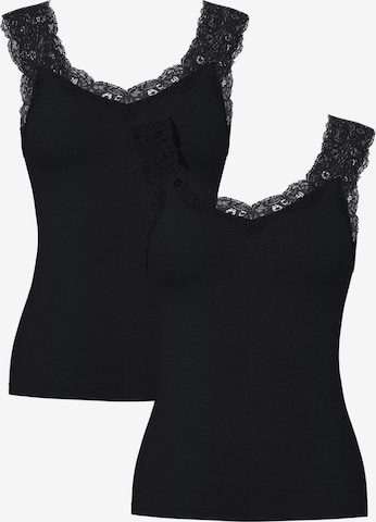 PIECES Top 'Pieces Dames Top Kant PCBARBERA LACE 2-Pack Effen' in Zwart: voorkant