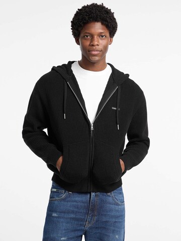 GUESS Knit Cardigan in Black: front