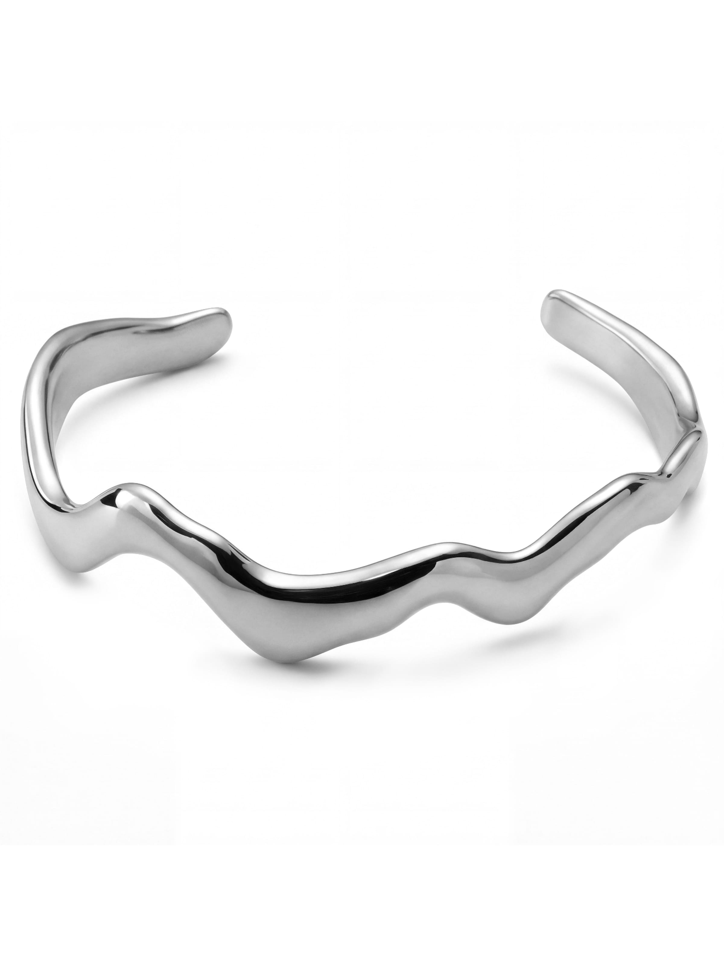 Sidegren Bracelet 'Molten' in Silver: front